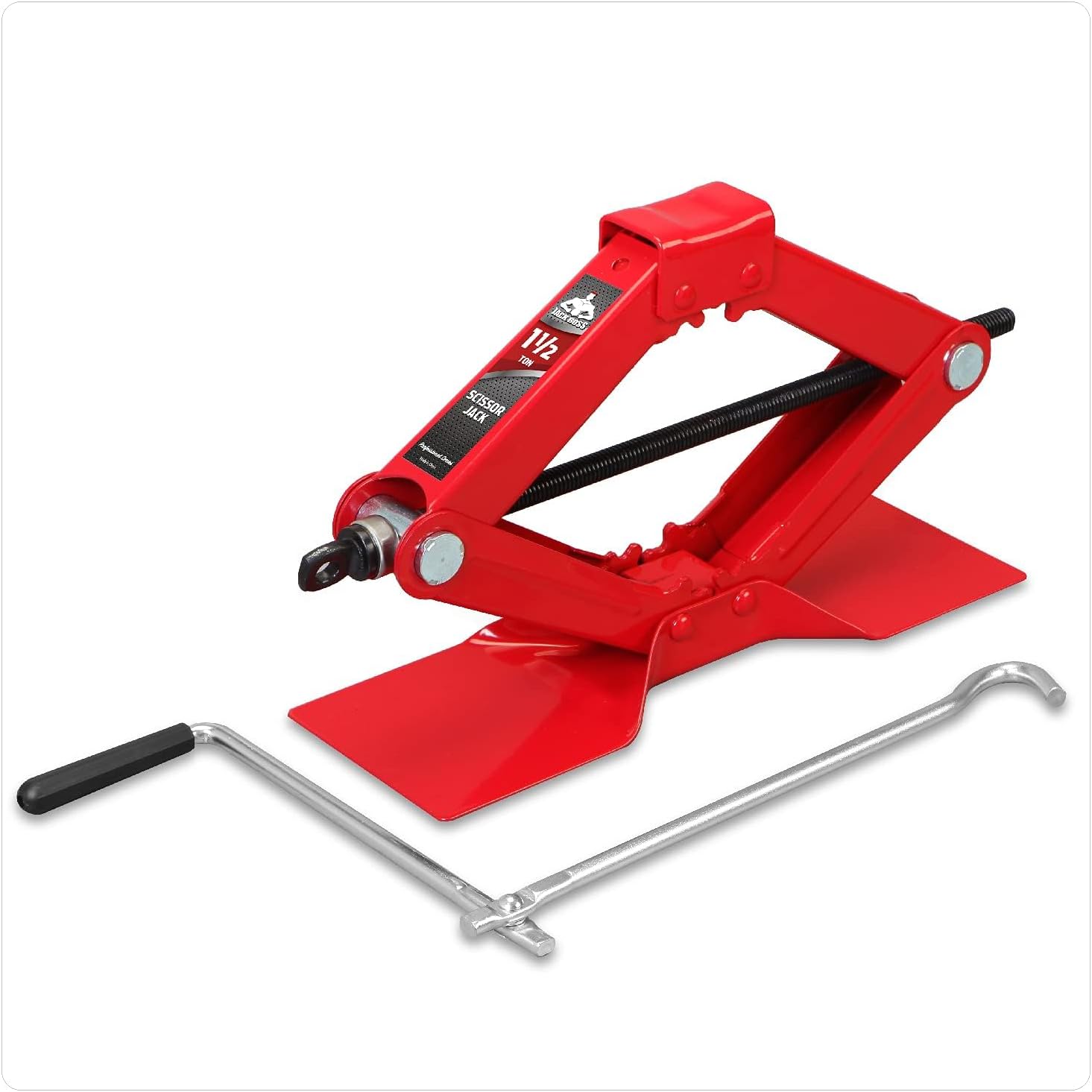 Jack Boss Car Scissor Jack 1.5 Ton 3,300 lbs Capacity Steel Portable Tire Jack with Handle Mounts Durable Leveling Jacks for Car Truck Sedans MPV