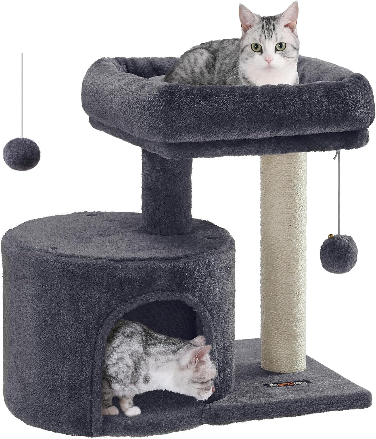 Feandrea Cat Tree, Cat Tower with Sisal-Covered Scratching Post, Cat Condo with Padded Perch, for Small Spaces, Kittens, Smoky Gray UPCT50G