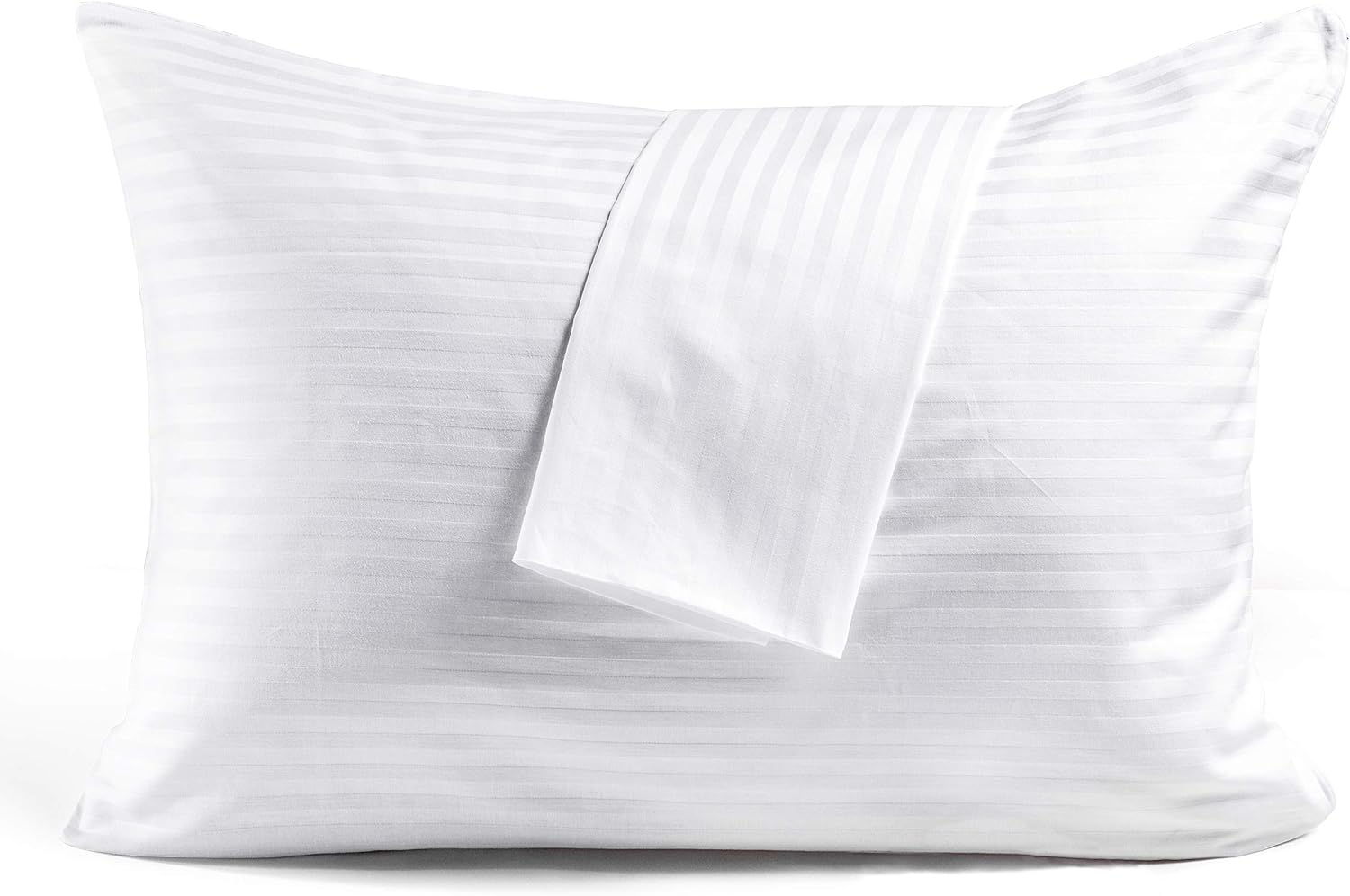 FAUNNA Zippered 100% Cotton Pillow Protectors Cover Case - Comfortable/Quiet Sateen Long-Staple Cotton- Soft & Breathable Pillowcase Standard Size 2 Pack