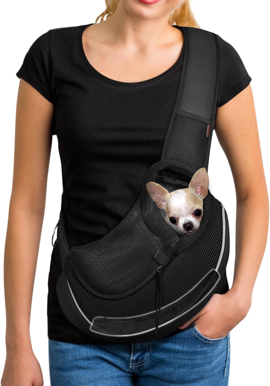 YUDODO Pet Dog Sling Carrier Breathable Mesh Travel Safe Sling Bag Carrier for Dogs Cats