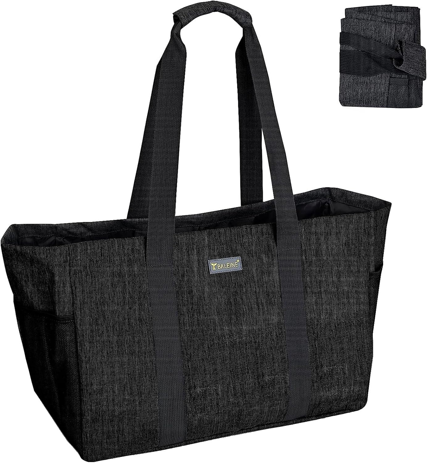 BALEINE Soft 9 Gallon Extra Large Utility Tote, Foldable Reusable Storage Bag (Charcoal Black)