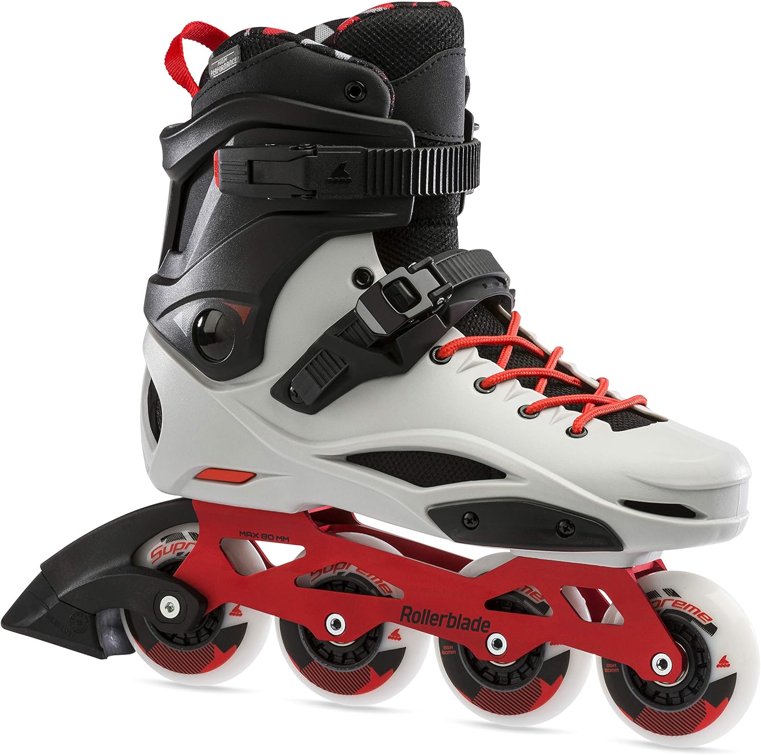 Rollerblade RB Pro X Unisex Adult Fitness Inline Skate, Grey/Warm Red, Urban Performance Inline Skates