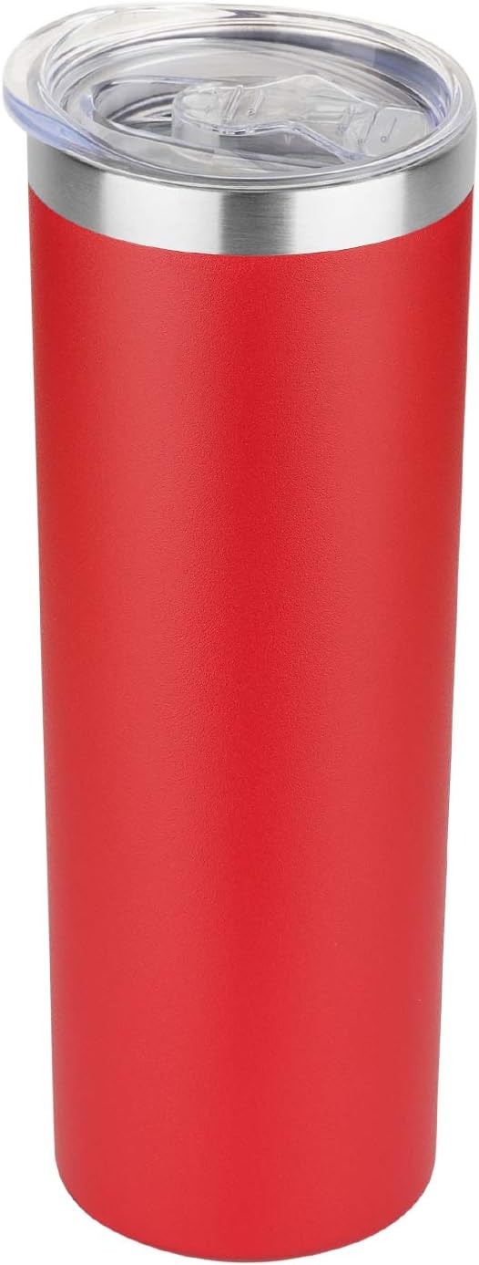 HASLE OUTFITTERS 20 oz Skinny Tumbler, Stainless Steel Insulated Slim Tumbler with Lid, Reusable Double Wall Travel Coffee Mug, Durable Powder Coated Travel Water Cup(Red, 1)