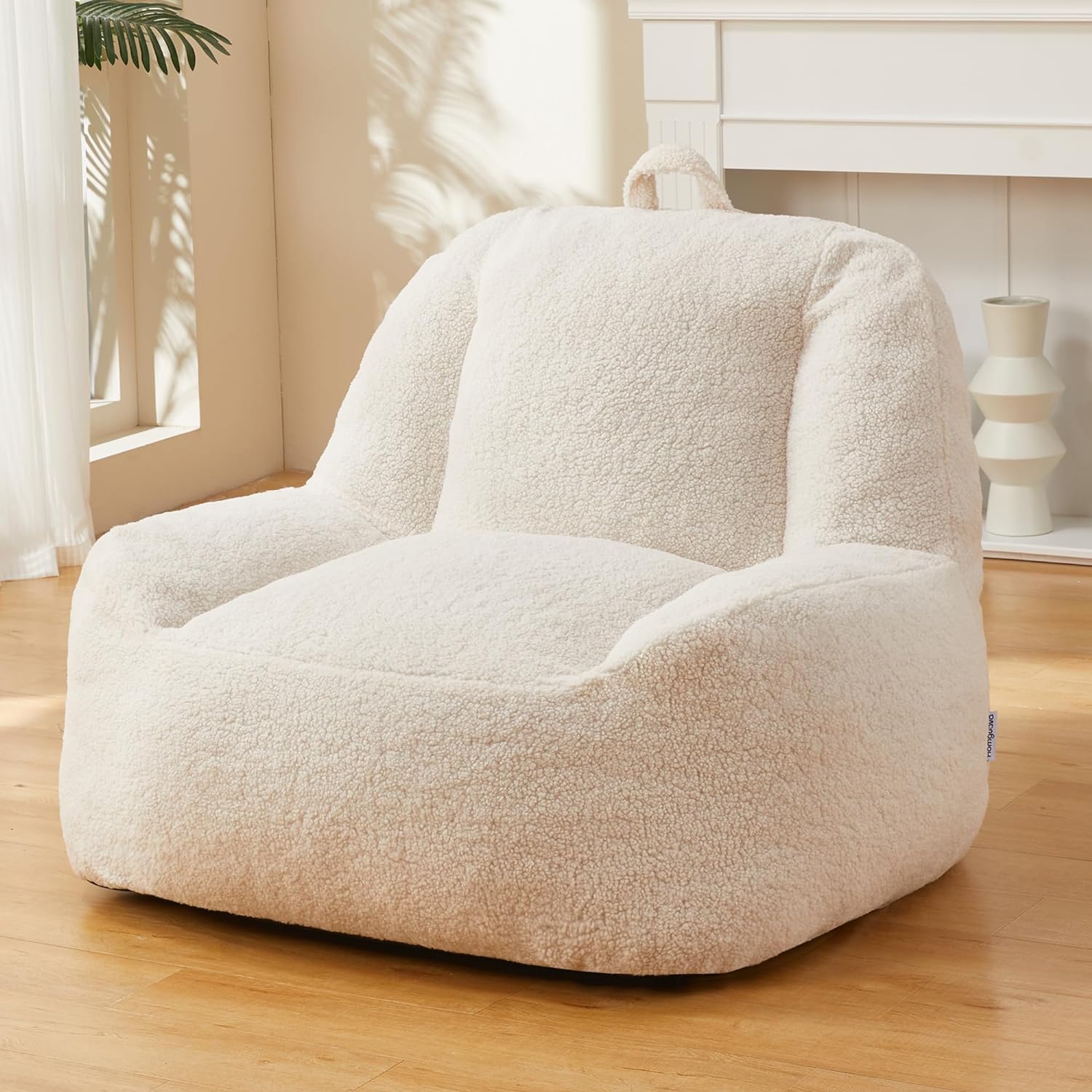 Homguava Bean Bag Chair Sherpa Bean Bag Lazy Sofa Beanbag Chairs for Adults, Teens with High Density Foam Filling Modern Accent Chairs Comfy Chairs for Living Room, Bedrooms