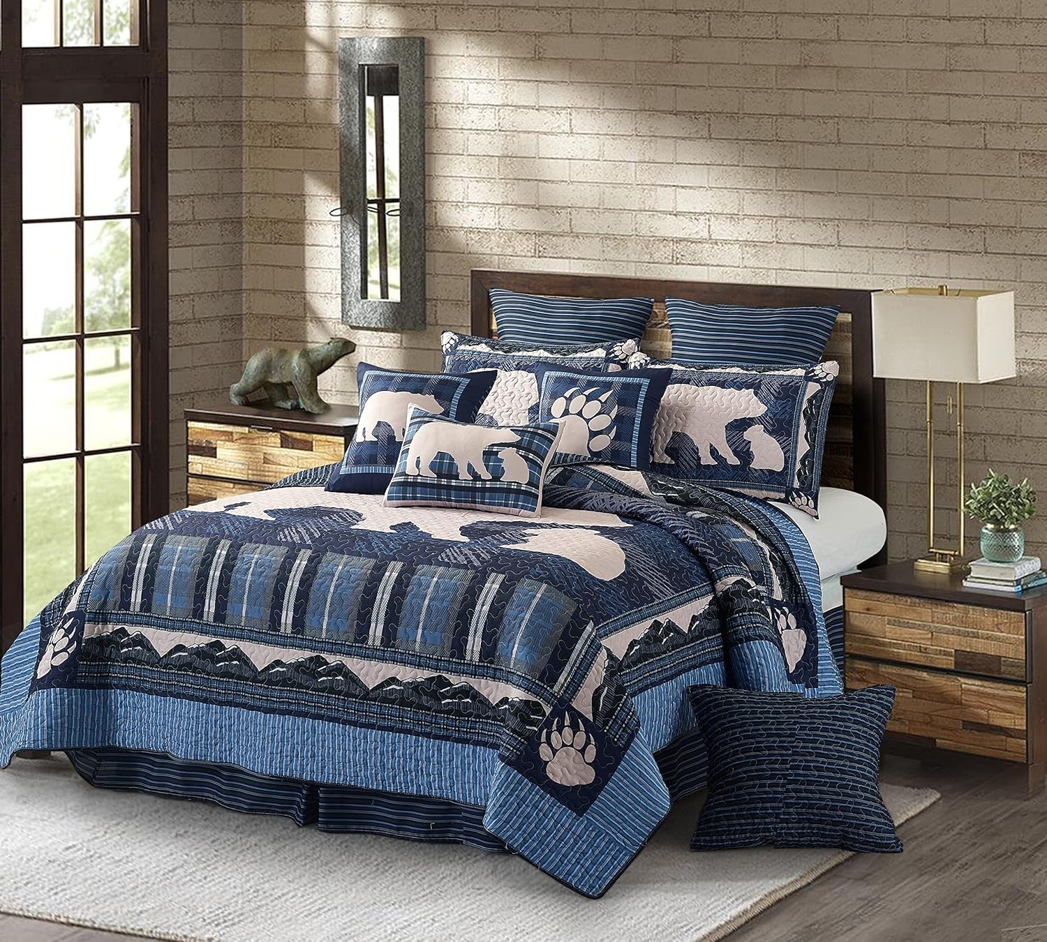 Virah Bella 2 Piece Full/Queen Lodge Quilt Bedding Set - Rustic Country Reversible Comforter Set with Decorative Pillow Shams - Offspring