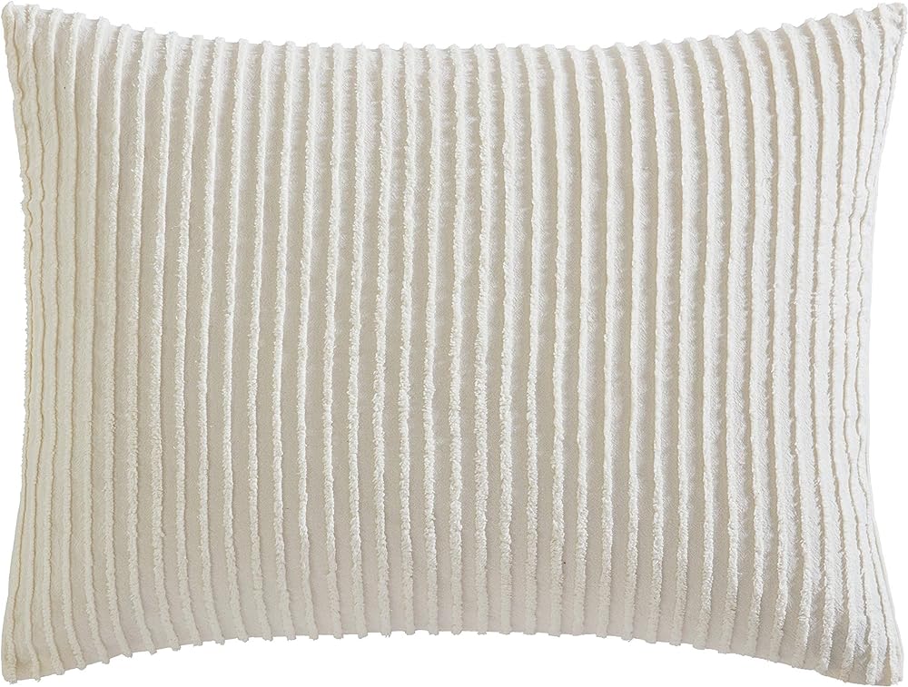 Beatrice Home Fashions Channel Chenille, Standard Sham, Ivory
