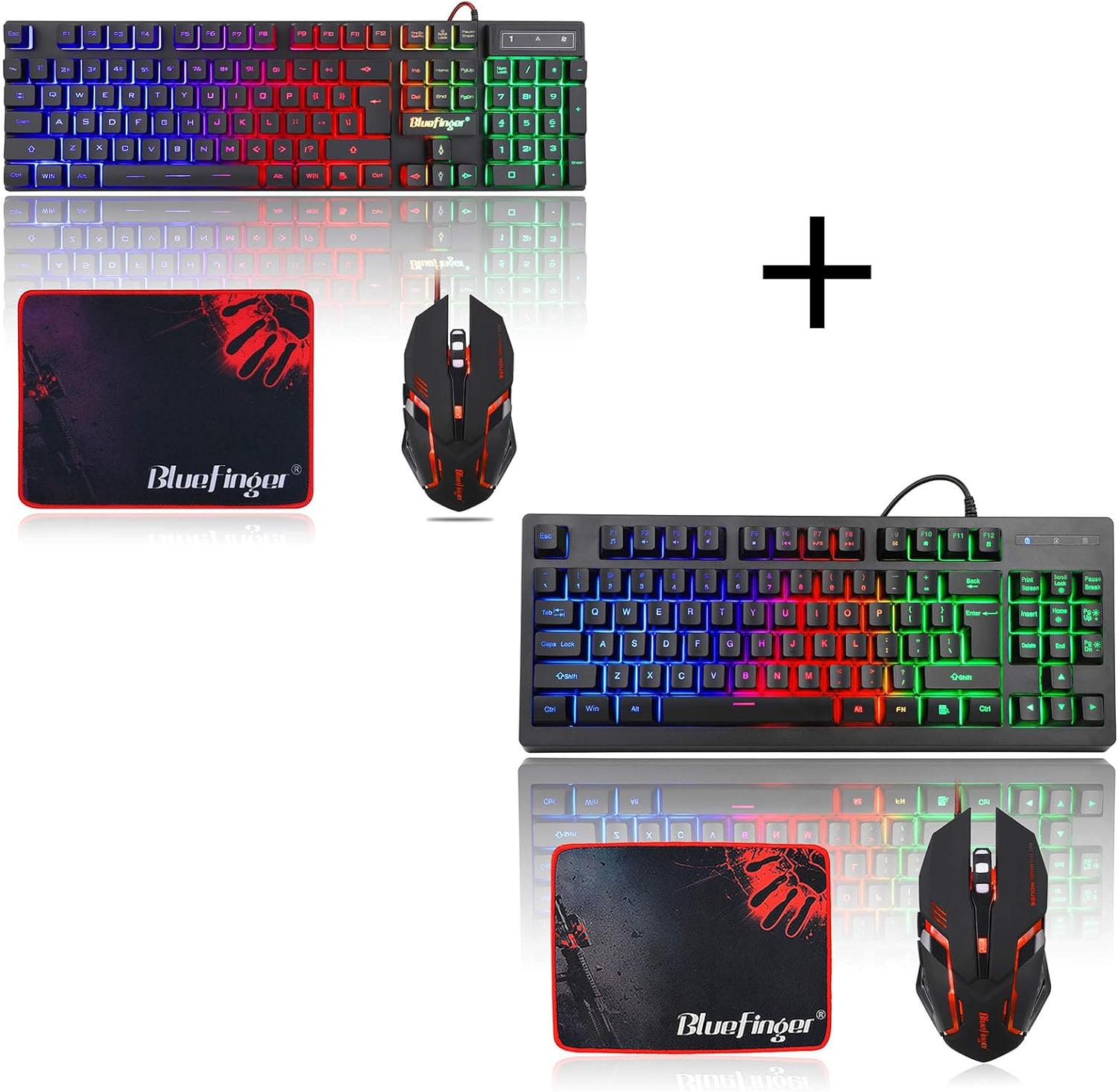 Gaming Keyboard and Mouse, USB Wired Mouse and Keyboard Combo, Rainbow Backlit Gaming Keyboard for Laptop PC Game Work