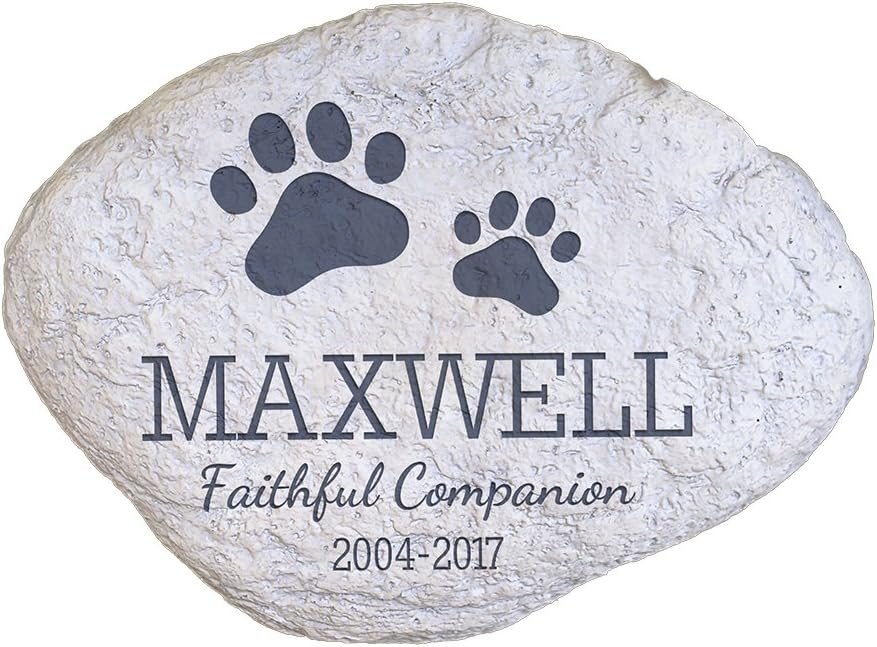 GiftsForYouNow Personalized Pet Memorial Resin Garden Stone with Paw Prints, 11.5 x 8.25 x 2.5 Inches, Dog Grave Marker, Dog Headstone