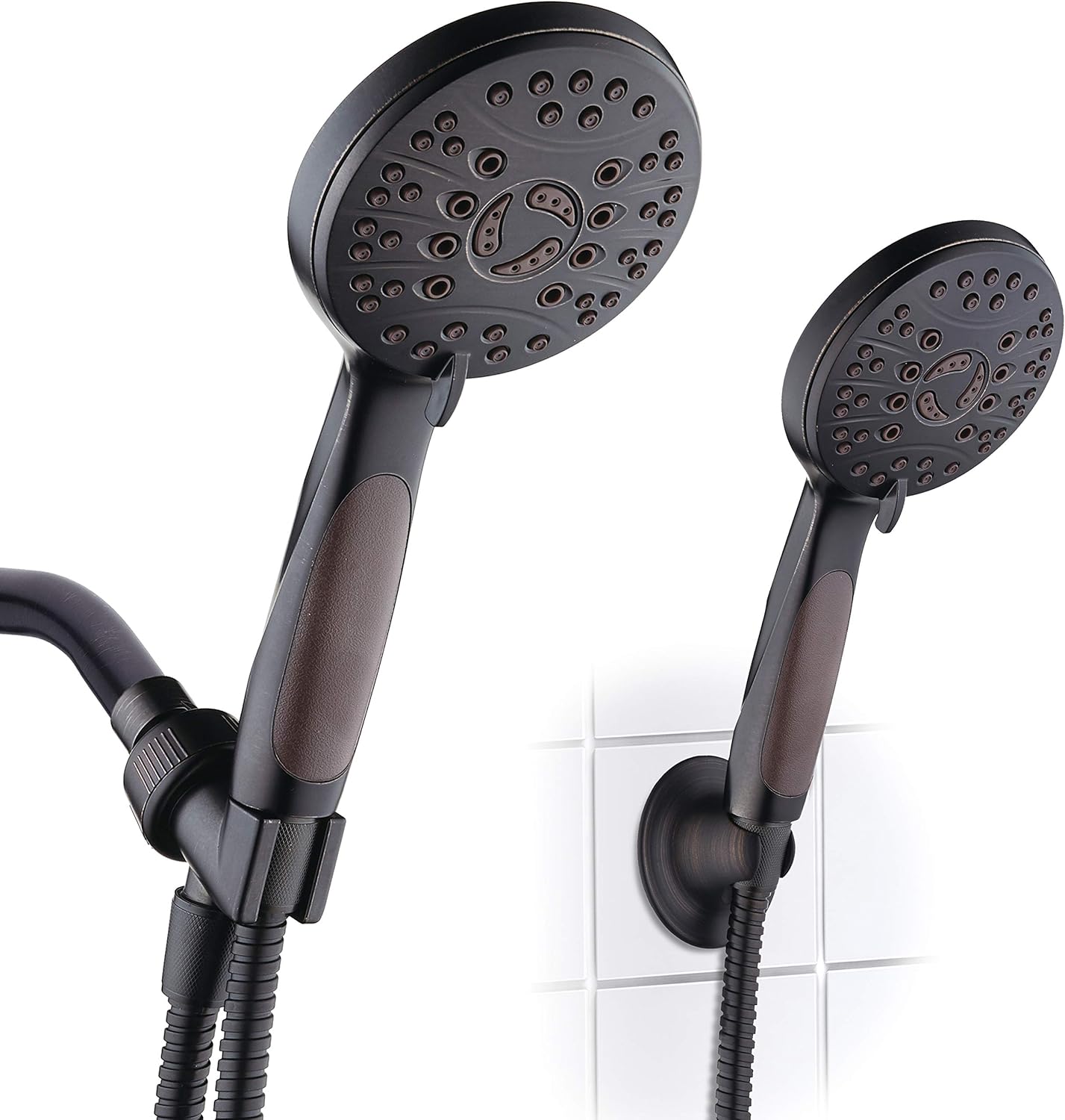 High Pressure 6-Setting Luxury Handheld Shower Head with Extra Wall Bracket, Oil Rubbed Bronze Finish