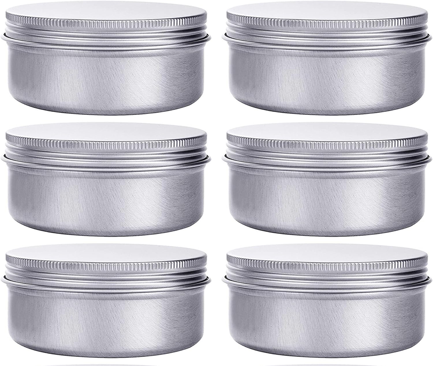 4 Ounce Aluminum Cans 120 mL Screw Lid Metal Storage Tins Containers for Storing Spices, Candies, Lip Balm, Candles, 6 Pcs.