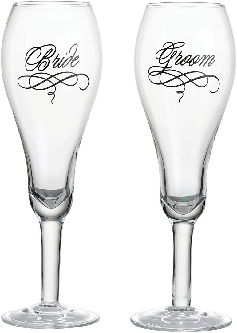 Lillian Rose Bride and Groom Wedding Toasting Glasses, clear (G705)