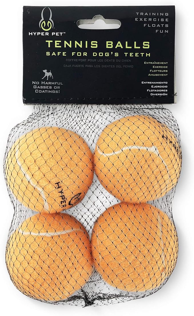 Hyper Pet Tennis Balls for Dogs (Pet Safe Ball for Exercise and Training) Interactive Dog Toys work with Hyper Pet K9 Kannon K2 Dog Ball Launcher - 4 Pack 2.5 Orange