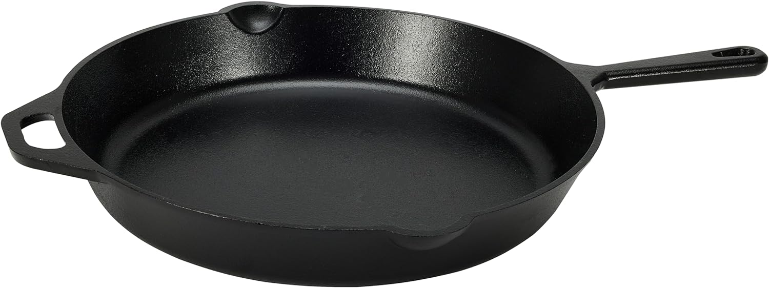 Amazon Basics Pre Seasoned Cast Iron Skillet, 15-Inch, Black