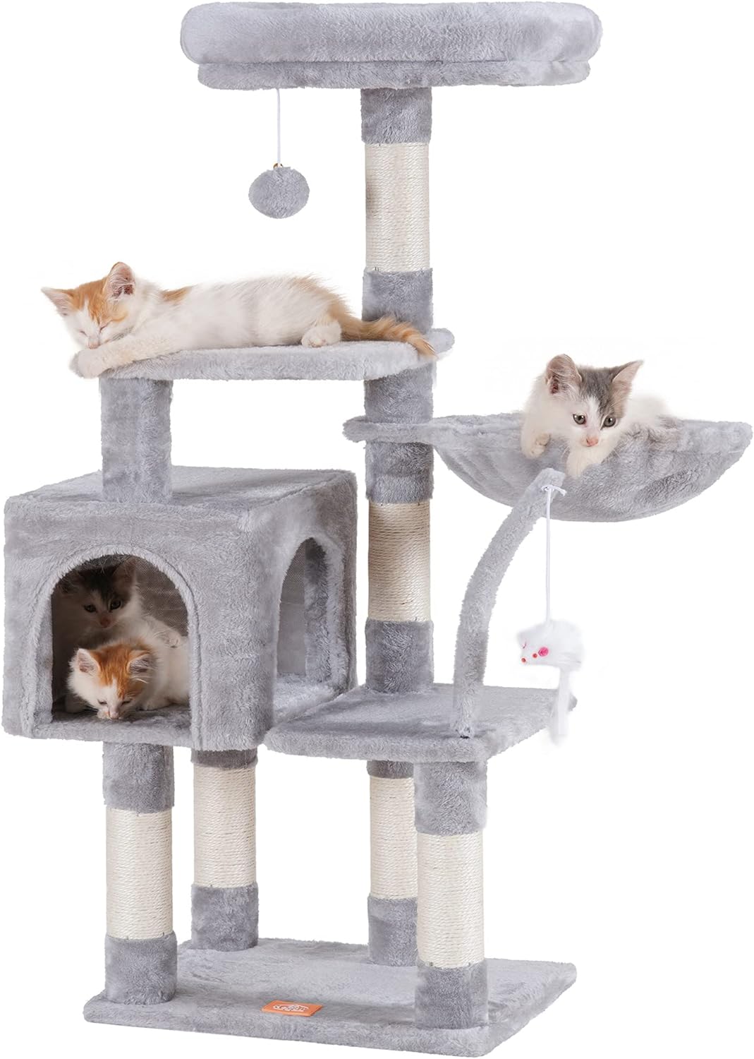 I purchased this when my cat had babies, 4 to be exact. I must say, it has become an instant hit with my feline friends. This cat tower condo not only provides endless entertainment but also offers a super comfy haven for my beloved pet.First and foremost, the level of comfort provided by this cat tree is exceptional. The plush, soft materials used in its construction create a cozy and inviting space for my cat to relax and unwind. The various platforms and perches are generously padded, allowin