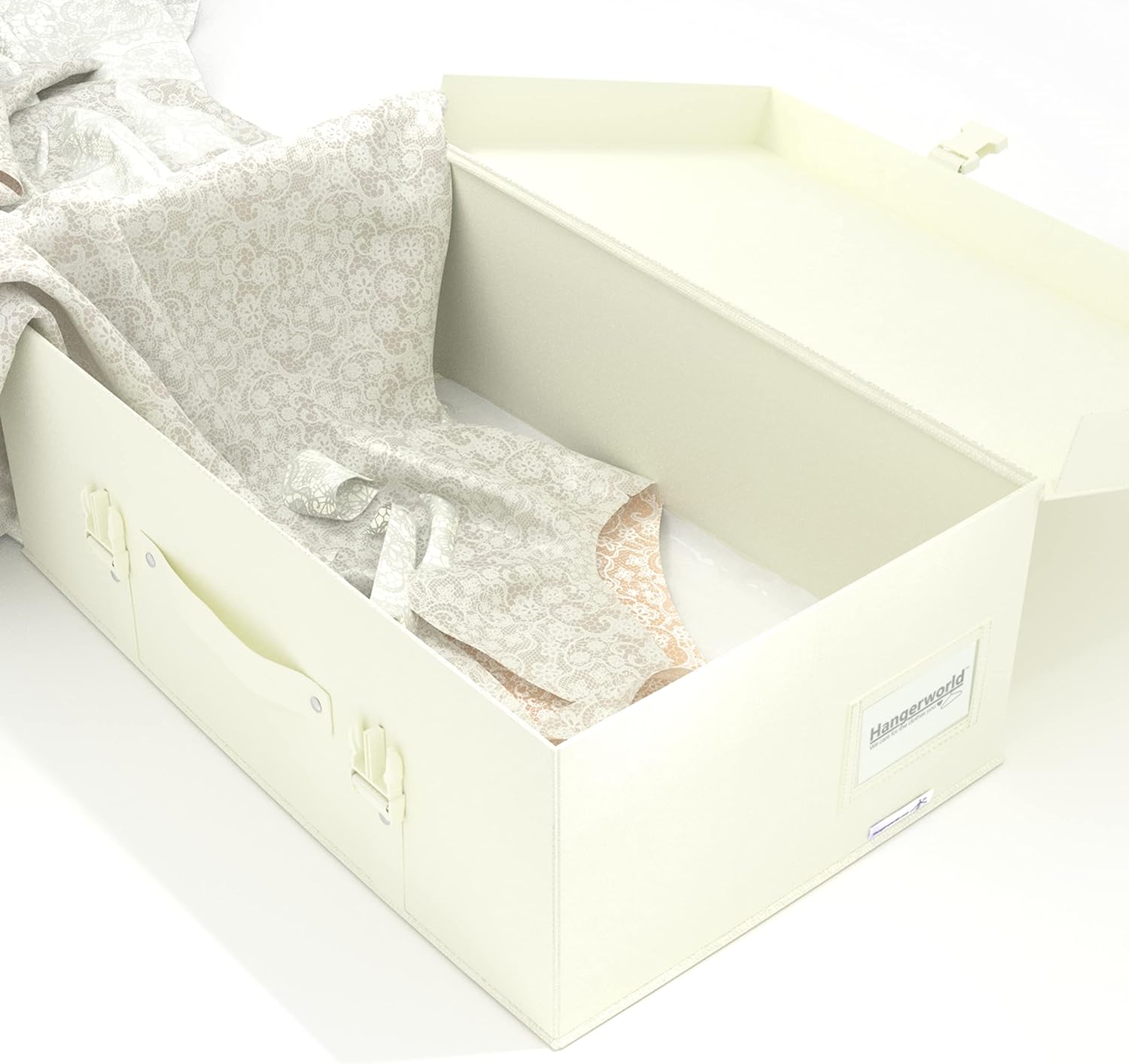 HANGERWORLD Wedding Dress Storage Box Bridal Gown Preservation Kit including 10 sheets of Archival Acid Free Tissue Paper (Medium, Ivory)