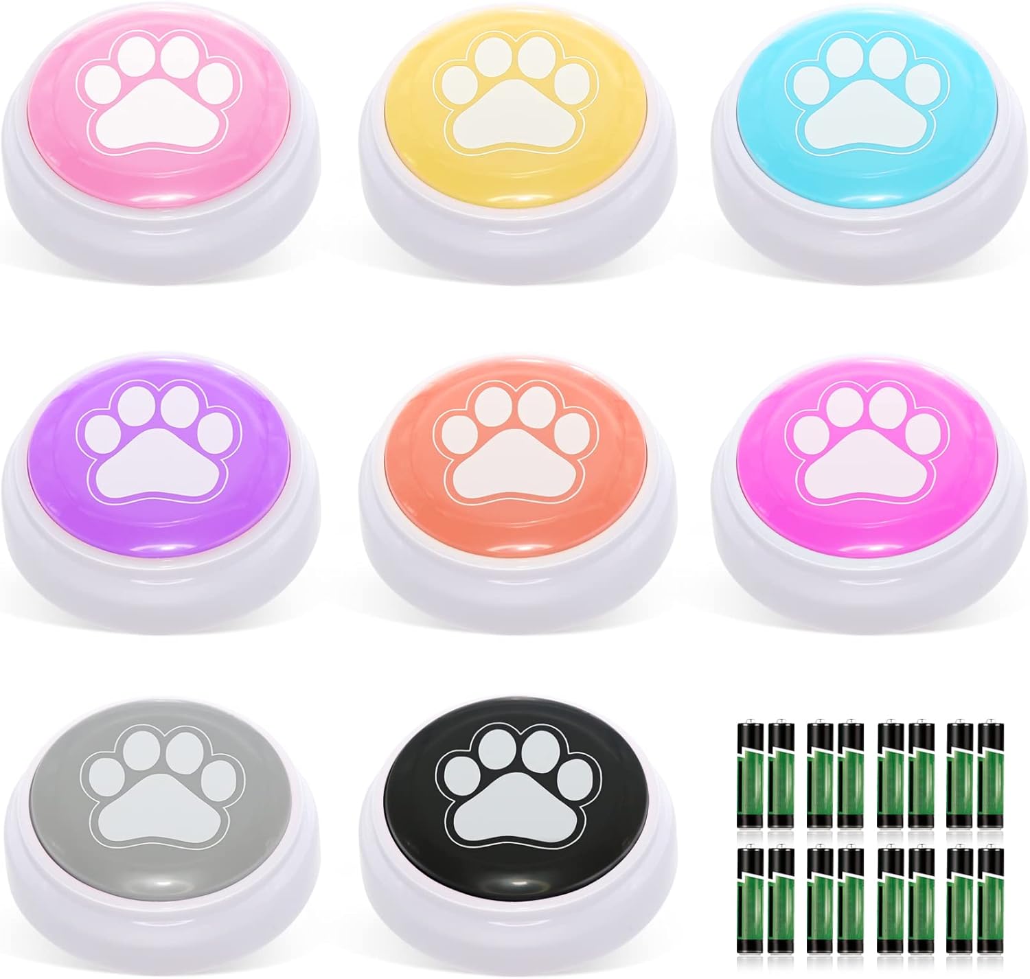 ChunHee Dog Buttons for Communication - Recordable Talking Buttons for Dogs to Press to Communication,30 Seconds Voice Dog Training Speaking Buttons Pack of 8 (Battery Inclued)