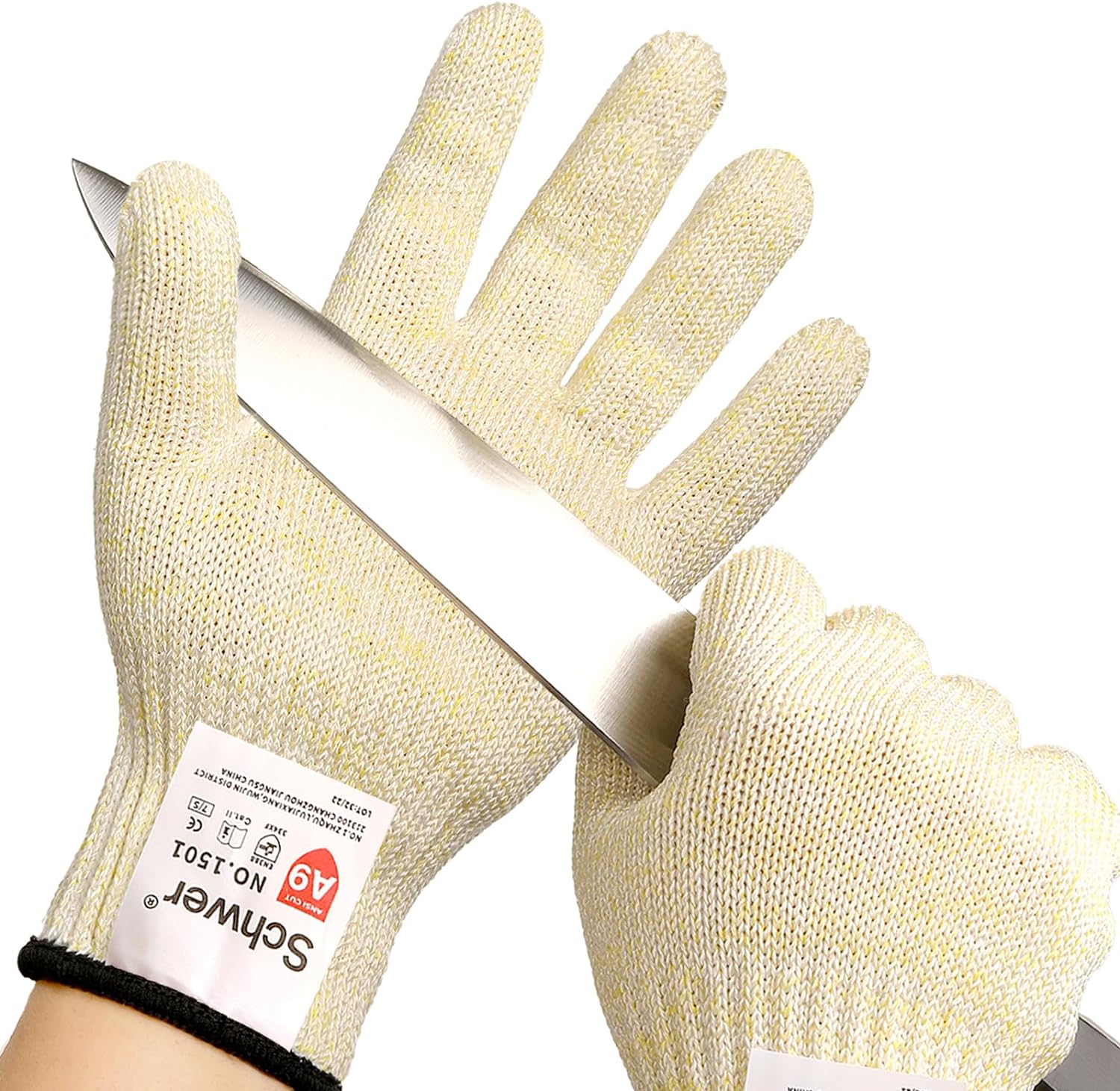 Schwer SlicePro ANSI A9 Cut Resistant Gloves PR1501, Food Grade Reliable Cutting Gloves, Mandoline Gloves for Kitchen Meat Cutting, Oyster Shucking, Fish Fillet Processing, Wood Working (1 Pair, M)