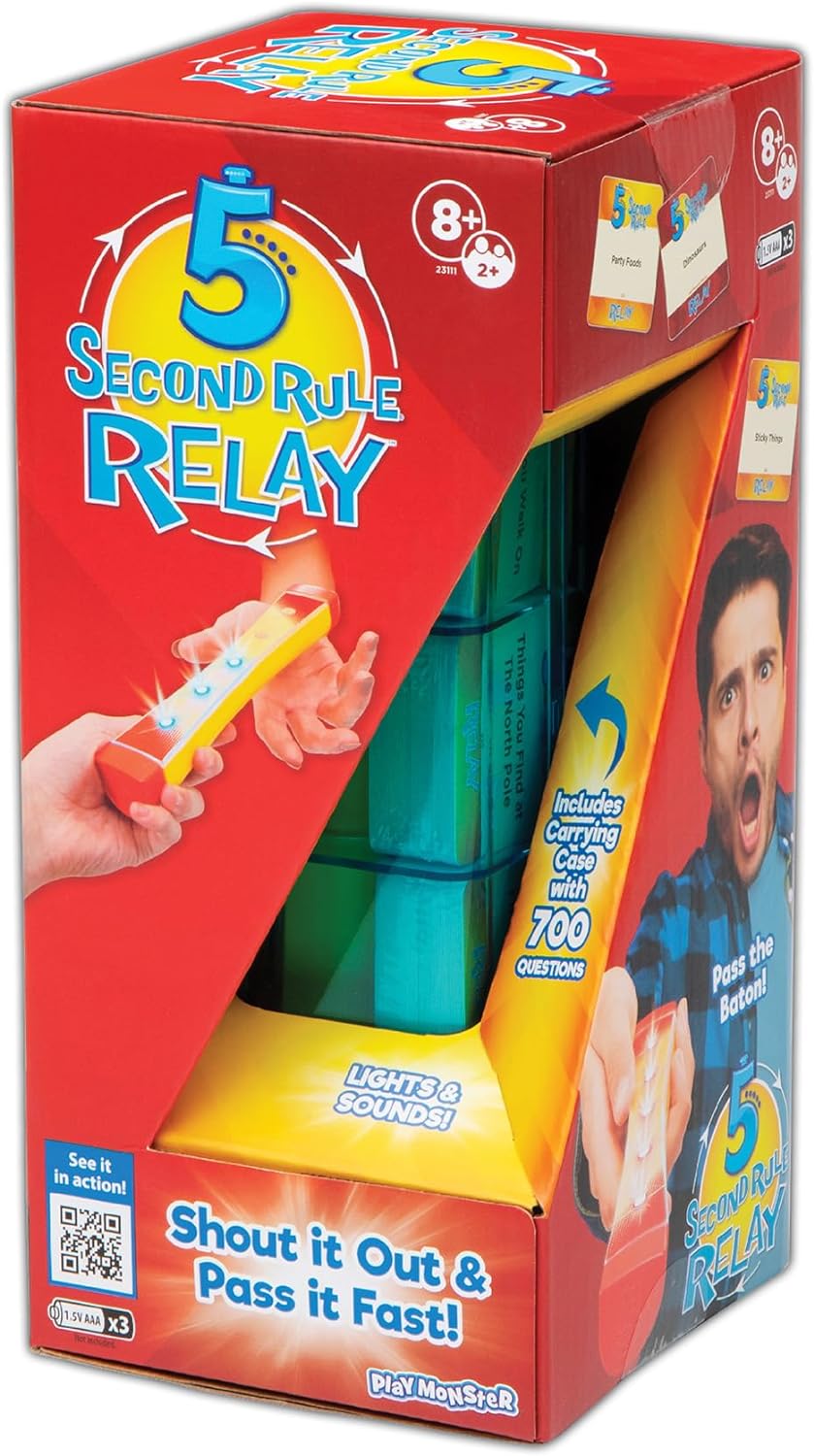 5 Second Rule Relay - Family Party Game - Electronic Relay Baton - Shout It Out & Pass It Fast! - for 2 or More Players, for Kids Ages 8 and Up