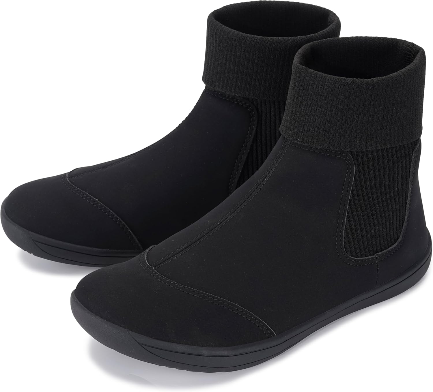 WHITIN Women's Minimalist Barefoot Chelsea Boots | Stacked Sock-like Cuffs | Wide Width