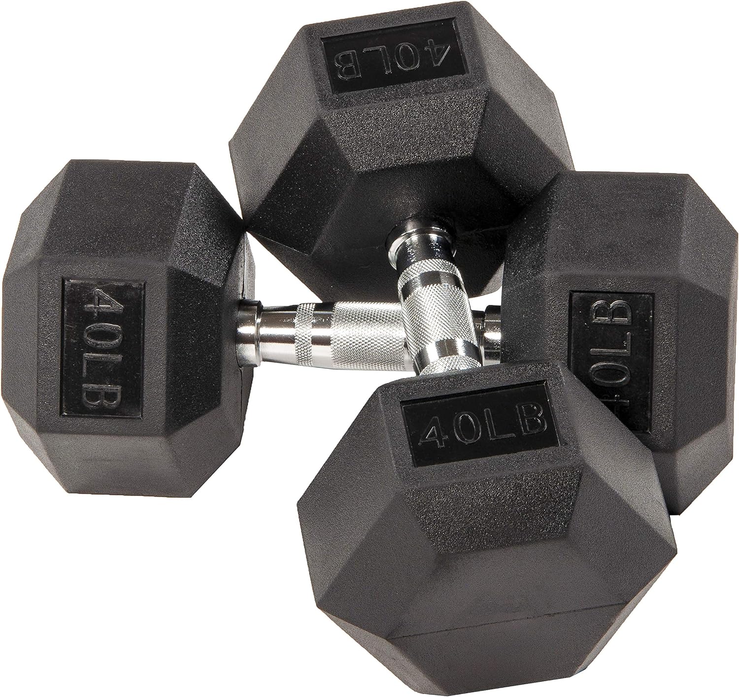 BalanceFrom Rubber Coated Hex Dumbbell Weight Set and Storage Rack, Multiple Packages