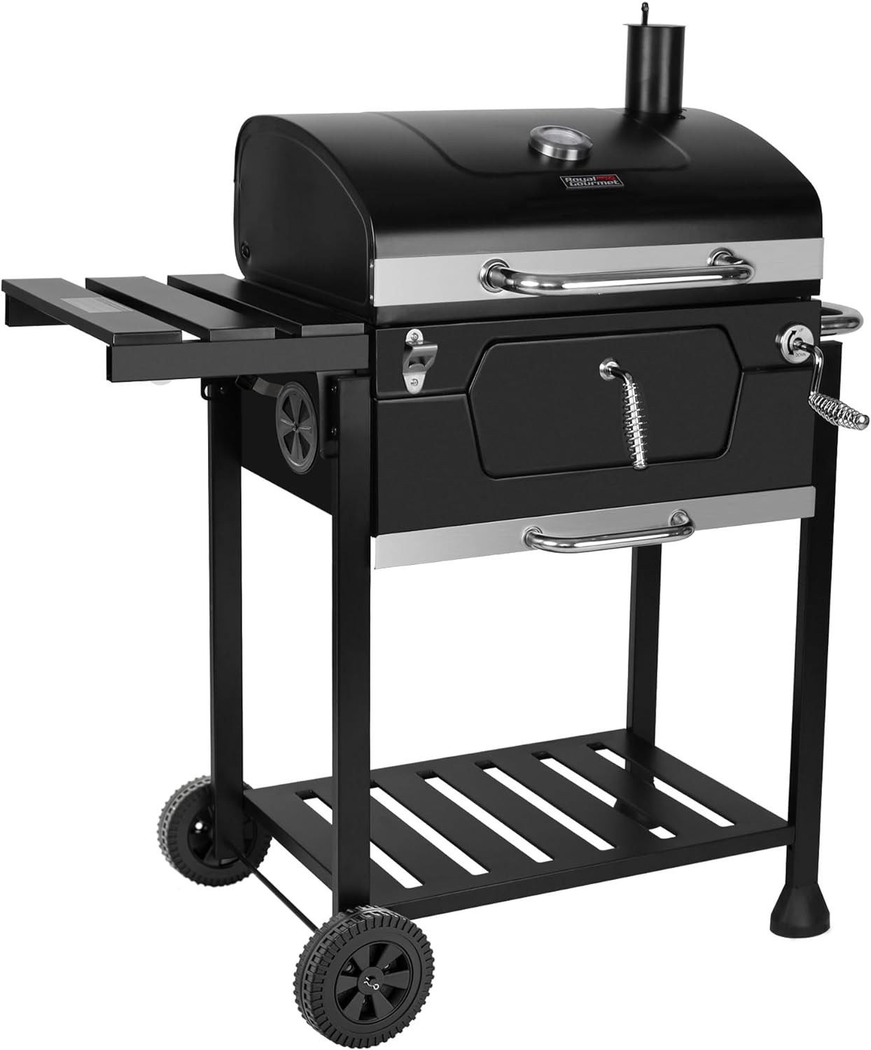 Royal Gourmet 24-Inch Charcoal Grill with Foldable Side Table, 490 Square Inches Heavy-duty BBQ Grill, Perfect for Outdoor Picnics Patio Garden and Backyard Grilling, Black,CD1824G