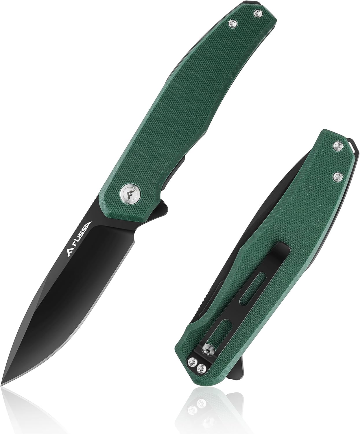 FLISSA Folding Pocket Knife, 4.5 G10 Handle EDC Knife with D2 Steel Blade, Liner lock and Pocket Clip, Tactical Knives for Men Women, Uesd for Outdoor, Survival, Hunting and Camping (Green)