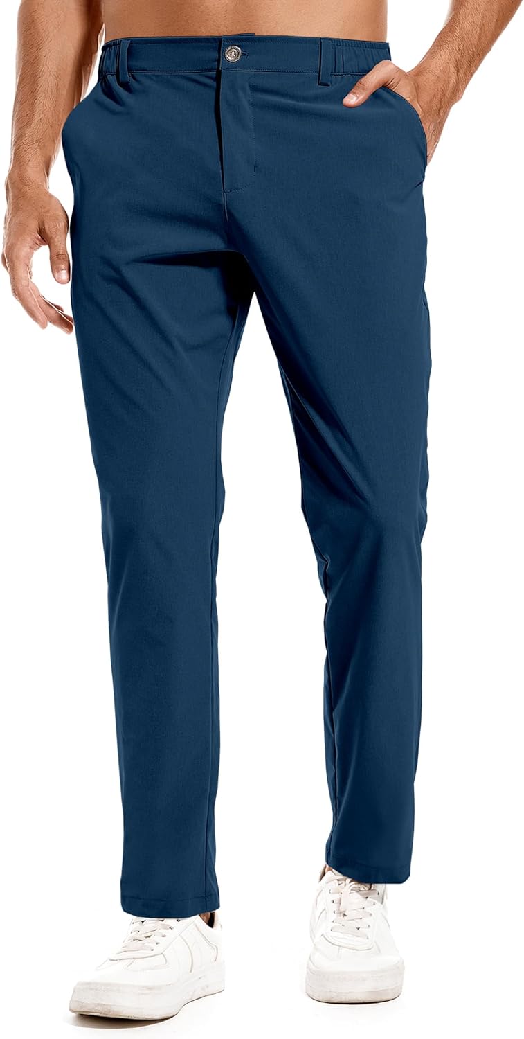 Boyzn Men' Golf Pants with 5 Pockets Lightweight Stretch Quick Dry Casual Travel Work Dress Pants Navy-36