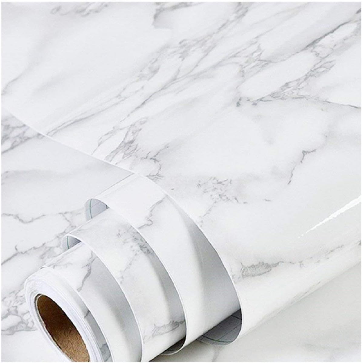 practicalWs Marble Wallpaper Granite White and Grey Paper Roll 23.6 x 118 Kitchen Countertop Cabinet Furniture is Renovated Thick PVC Easy to Remove Without Leaving Glue Upgrade