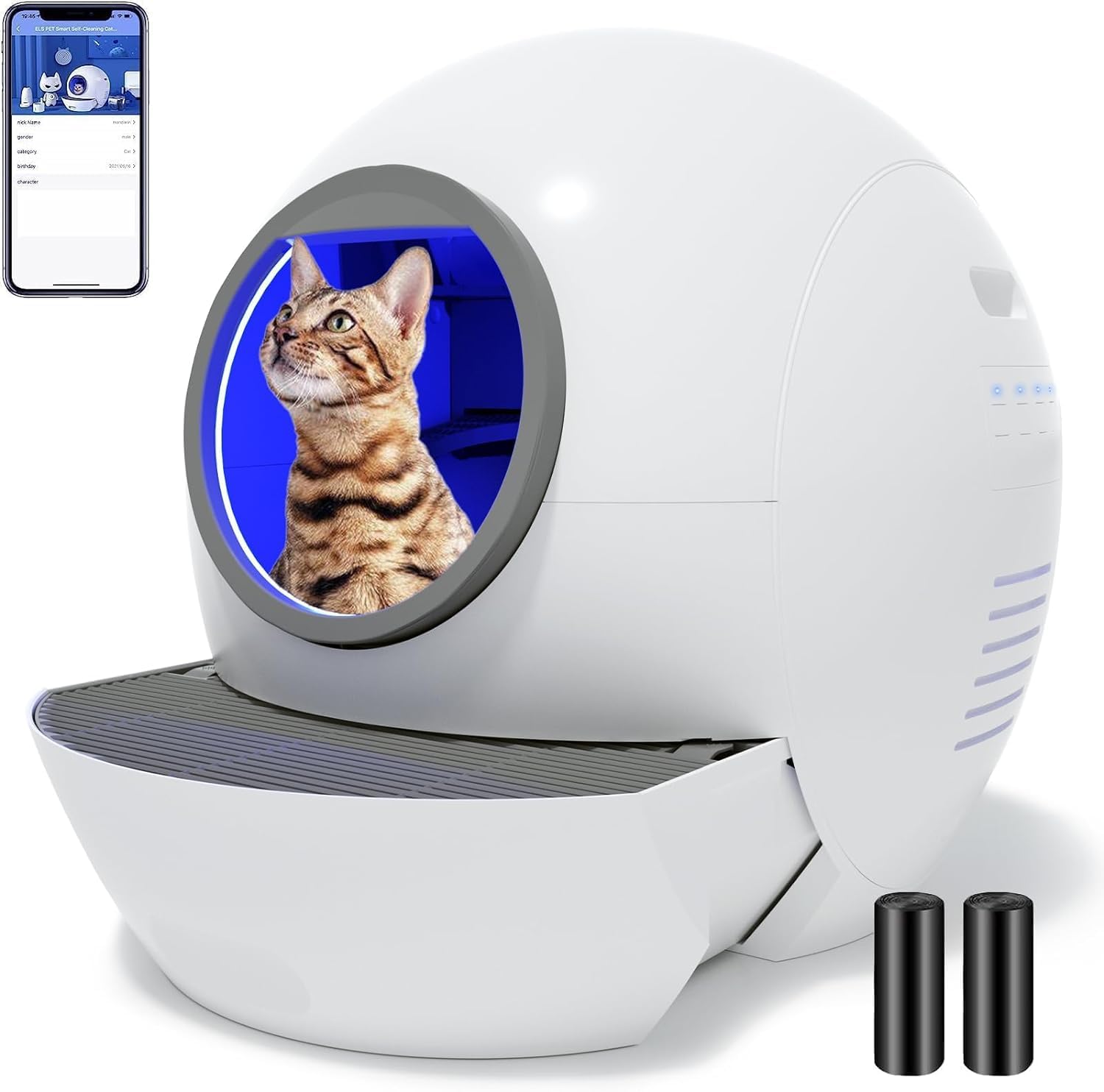 Self-Cleaning Litter Box, 60L Scoop Free Automatic Cat Litter Box Extra Large Litter Box for Multiple Cats, Odor Removal Anti Pinch Kitty Litter Box