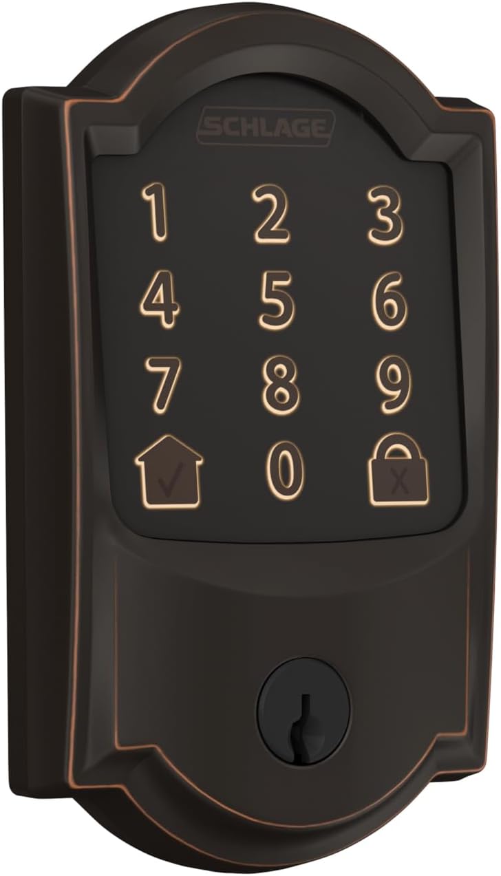 Schlage Encode Smart Wi-Fi Deadbolt with Camelot Trim in Aged Bronze