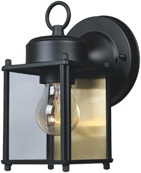 Designers Fountain Outdoor Wall Mount Lantern Sconce, Black Finish, Weather Resistant, Clear Glass, Porch Light, Exterior Lighting Fixture, Outdoor Lights for House, Patio, Garage, 1161-BK