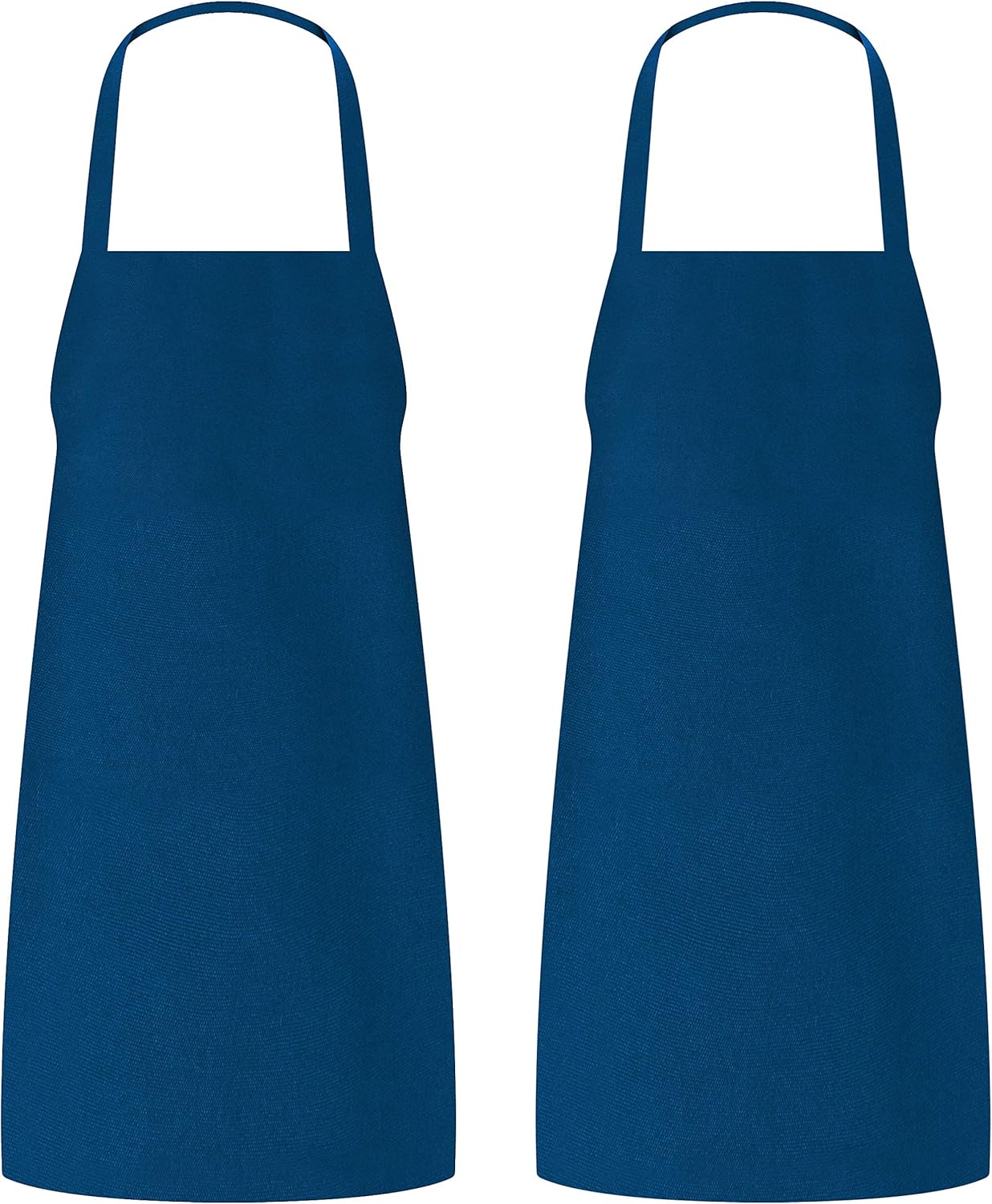 Utopia Kitchen 2 Pack Bib Aprons, 32-Inch by 28-Inch with Extra Long Ties, Blue