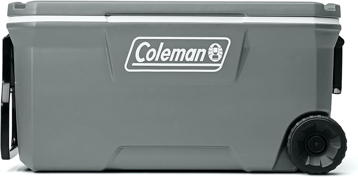 Coleman 316 Series Insulated Portable Cooler with Heavy Duty Wheels, Leak-Proof Wheeled Cooler with 100+ Can Capacity, Keeps Ice for up to 5 Days, Great for Beach, Camping, Tailgating, Sports, & More
