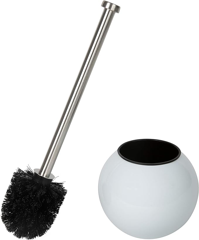 Bath Bliss Globe Design Toilet Brush and Holder in White