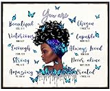 Black Girl Wall Art & Decor - African American Women Woman Teen Picture Poster Print - Cute Positive Affirmations - Inspirational Motivational Religious Gifts- Bedroom Living Room Home Office Bathroom