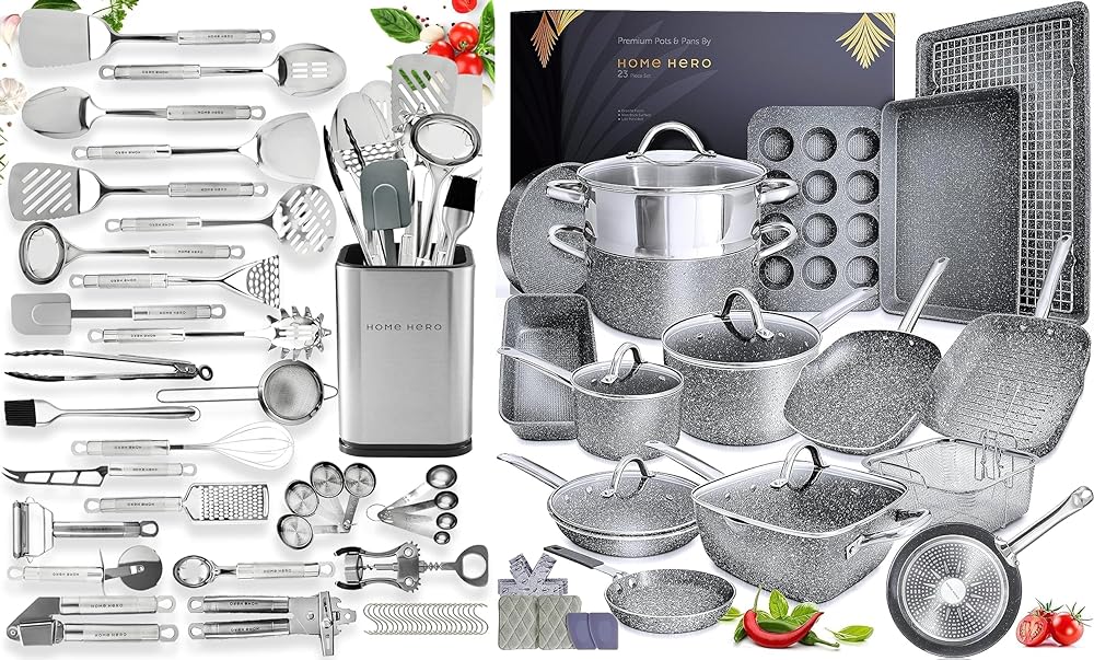 Home Hero 54 Pcs Utensils Set   23 Pcs Cookware Set