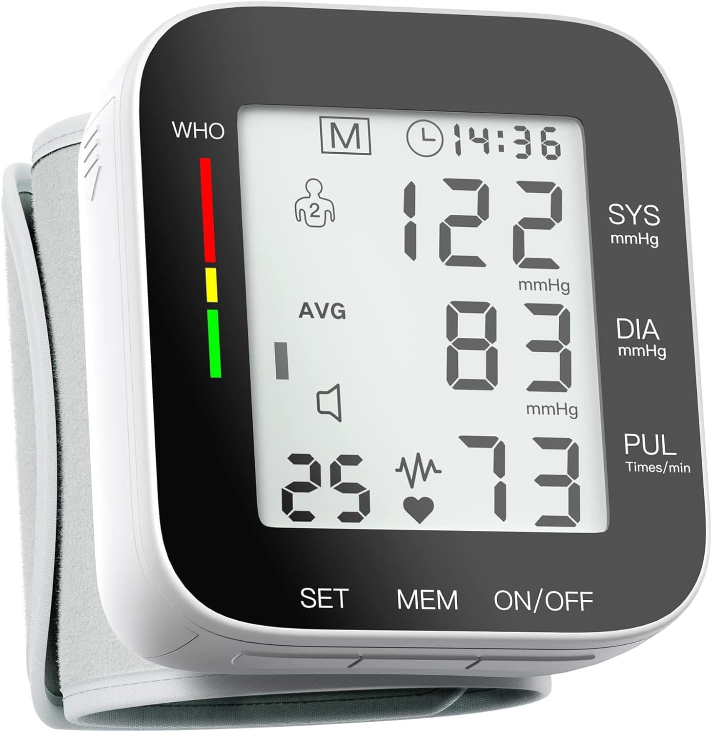 Wrist Blood Pressure Monitor Automatic Large LCD Display Adjustable Wrist Cuff Automatic Dual 99 Reading Memory Automatic Digital BP Machine for Home Use