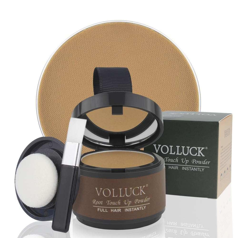 VOLLUCK Root Touch Up Powder - Hairline Shadow Stick for Thinning Hair, Bald Spots, Eyebrows, and Beards, Dark Blonde