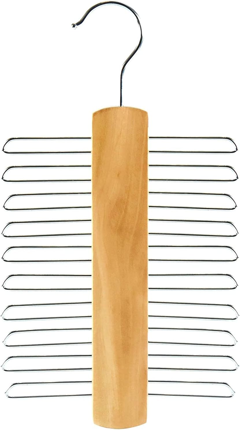 HANGERWORLD Wooden Tie Hanger Space Saving for up to 20 Belts and Ties Organizer