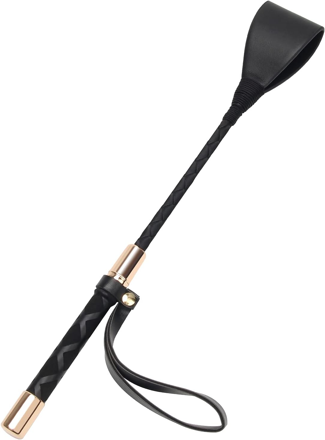 Horse Crop Black, Faux Leather Riding Crop with Anti-Slip Grip Gel Handle (30cm, Black)