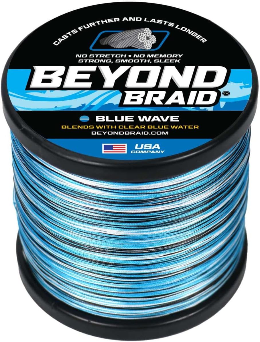 Beyond Braid Braided Fishing Line - Abrasion Resistant - No Stretch - Super Strong - Multi Purpose Fishing Braid - Blue Camo, Moss Camo, White, Green, Pink, Blue