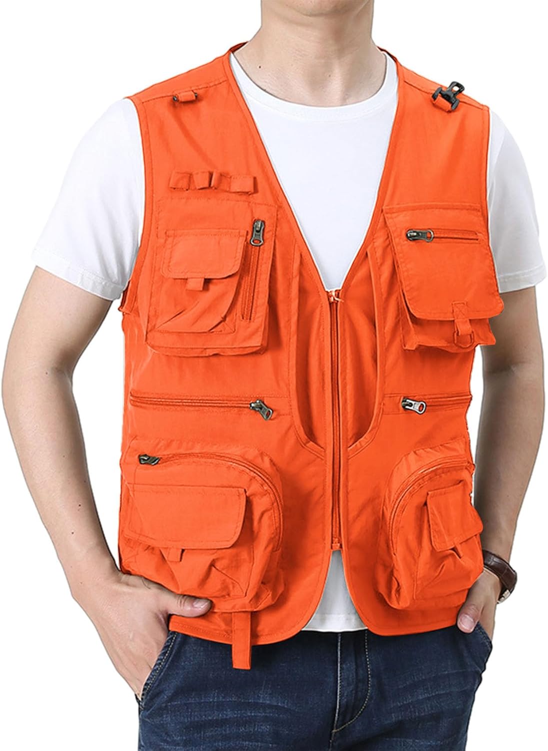 Flygo Men' Utility Cargo Vest Outdoor Fishing Safari Travel Work Photo Vest with Pockets