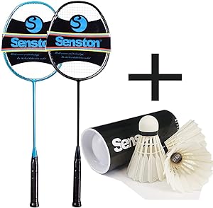 Senston N80-2 Pack Badminton Racquet A30 Shuttlecocks Combo, Professional Full Carbon Fiber Badminton Rackets Set with Grip