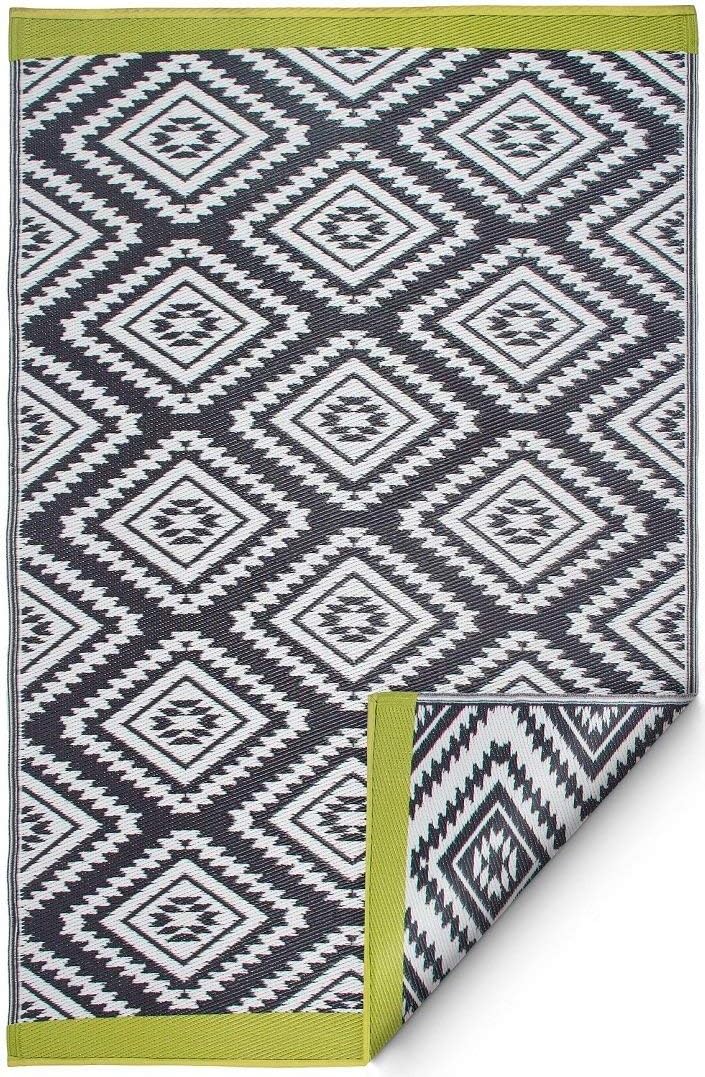 Fab Habitat Southwestern Aztec Outdoor Rug - Waterproof, Fade Resistant, Crease-Free, Reversible - Premium Recycled Plastic - Patio Porch Balcony Deck - Valencia Gray - 8x10 ft