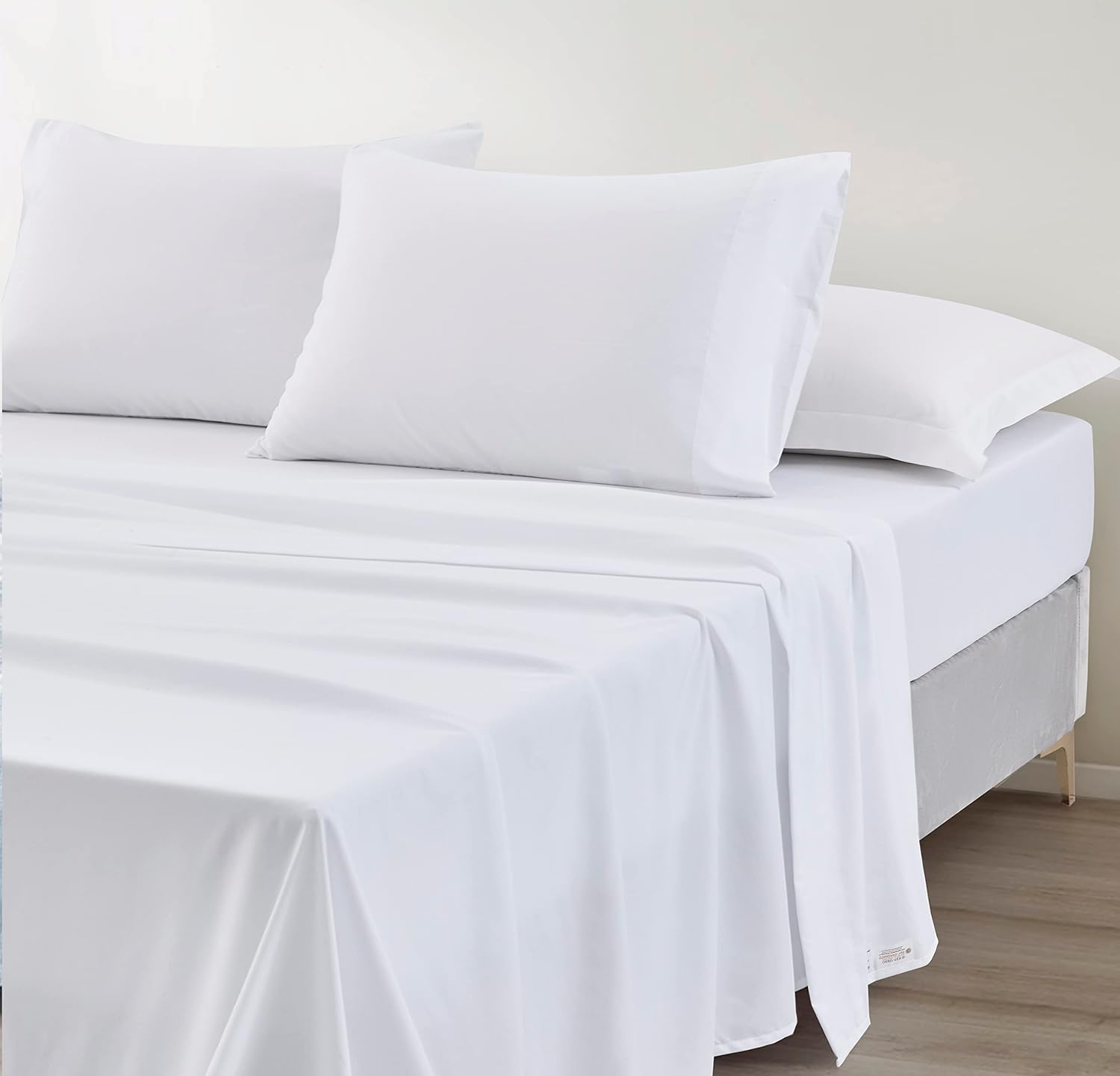 Chezmoi Collection Soft Washed Full Bed Sheet Set - 4-Piece Brushed Microfiber Wrinkle & Fade Resistant 14-Inches Deep Pocket Sheets & Pillowcases Set - Full, White