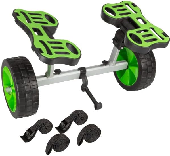 Kayak Cart - 220lb Capacity Canoe Dolly with Airless Tires, Aluminum Frame, and Straps for Small Watercraft - Kayak Accessories by RAD Sportz (Green)