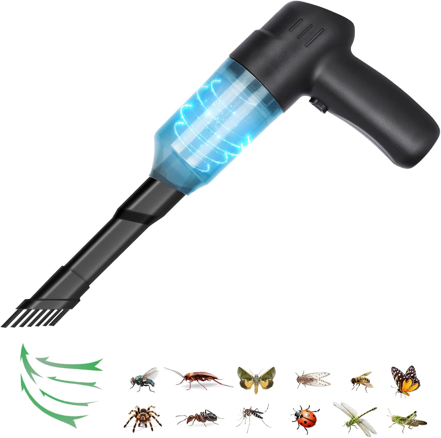 Vacuum Bug Catcher Spider and Inspect Traps Catcher with USB Rechargeable Battery Bug Pest Control, Inspections and Handheld Bug Catcher with Brush Head Fluke for Stink Bug, Beer, Pest Suction Trap