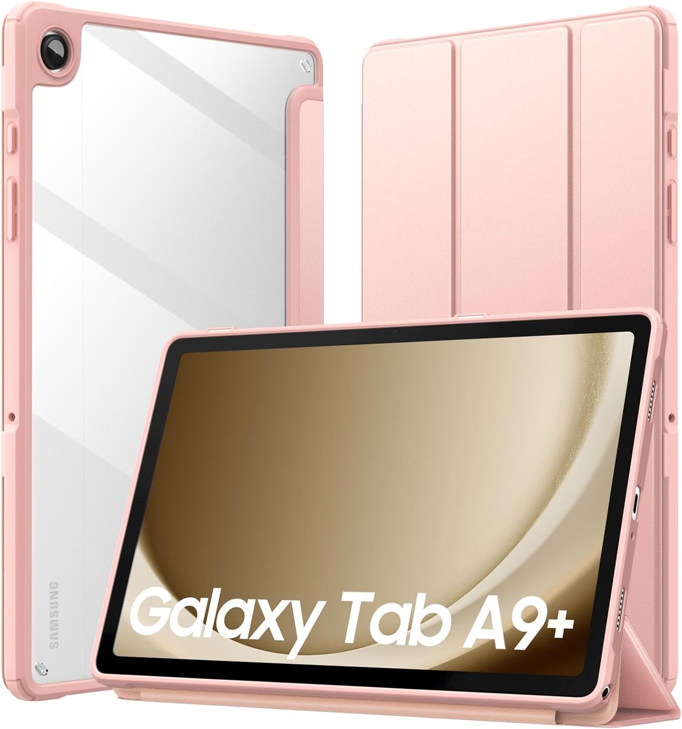 MoKo Case for Samsung Galaxy Tab A9 Plus Tablet 11 Inch 2023, Ultra Transparent Back Slim Cover with Auto-Wake for Samsung Galaxy Tab A9+ Tablet 2023, Rose Gold