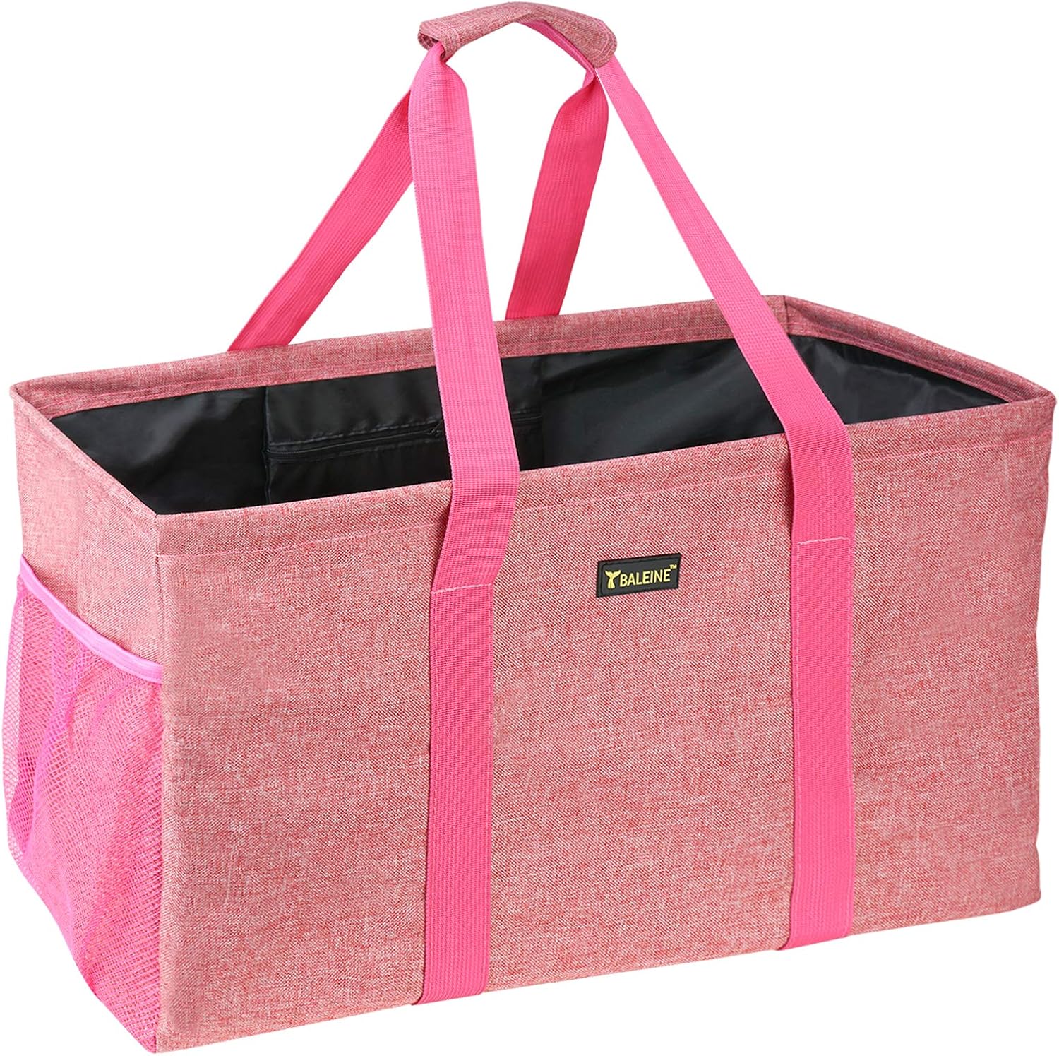 BALEINE Extra Large Utility Tote Bag with Wire Frame for Storage (Pink, 22''x12''x10'')