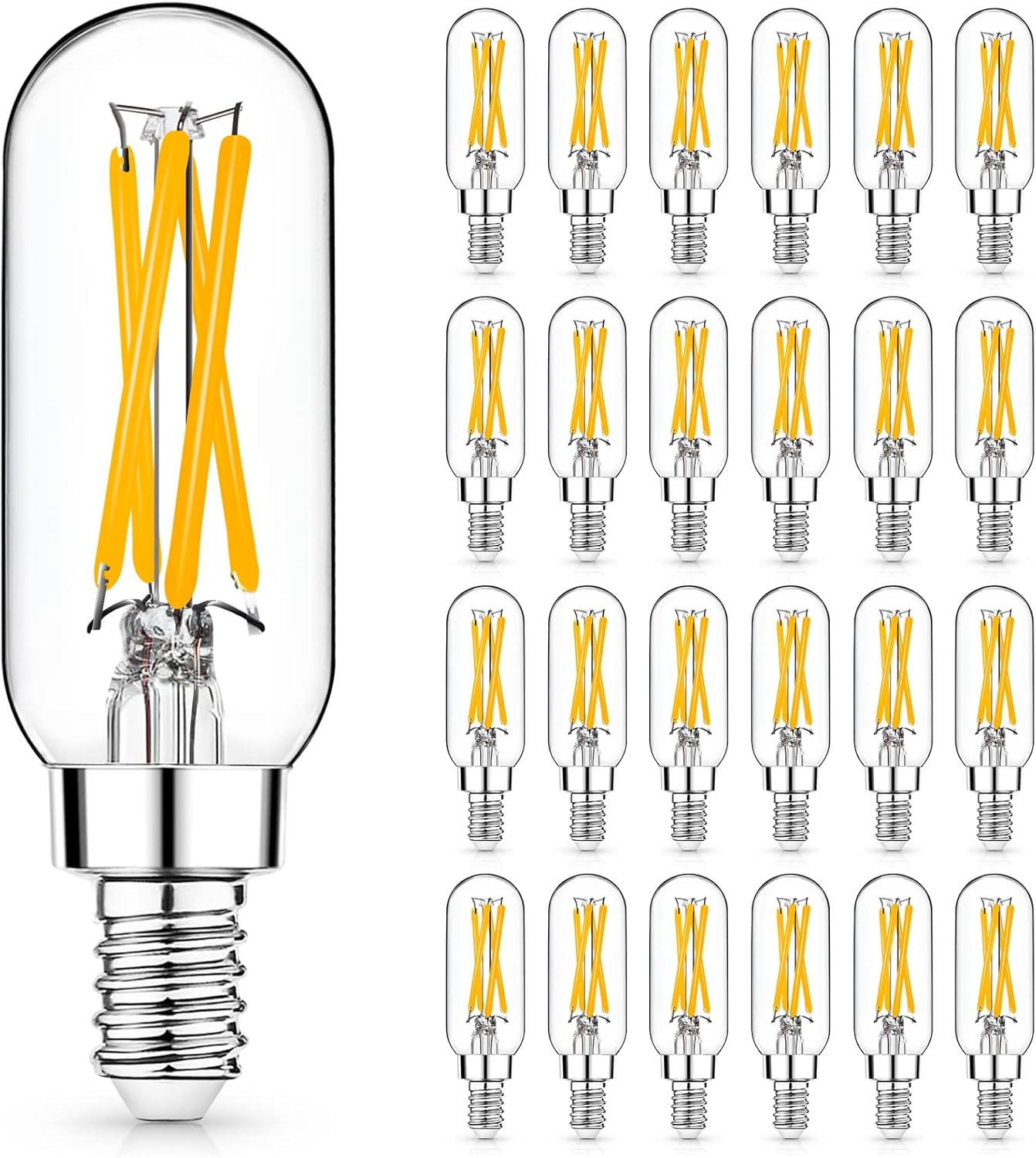 Mlambert 24 Pack E12 LED Edison Bulb,4W Equal 40W e12 Candelabra Bulb 2700K,Dimmable T6 T25 LED Bulb,E12 Light Bulb,Small Filament Bulb for Chandelier